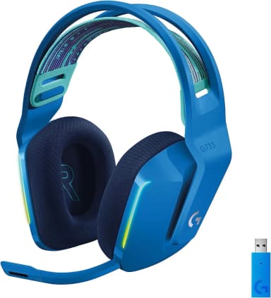 Logitech G733 blue gaming headset with USB dongle