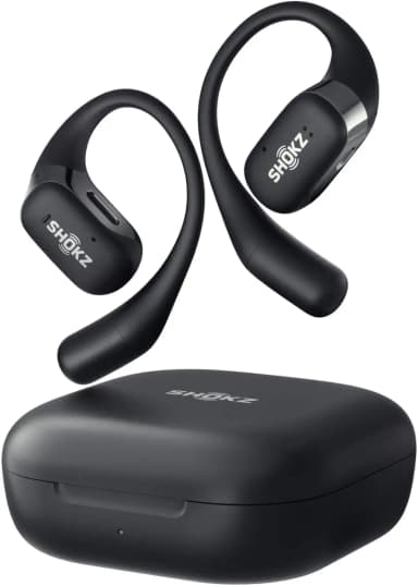 Shokz OpenFit black wireless earbuds with charging case