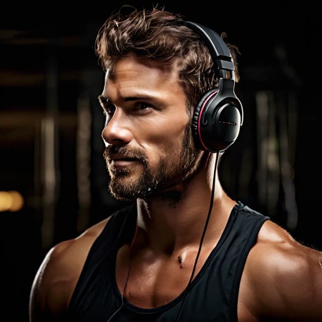 A man wearing stylish, high-performance headphones while working out, showcasing the best headphones for fitness enthusiasts.