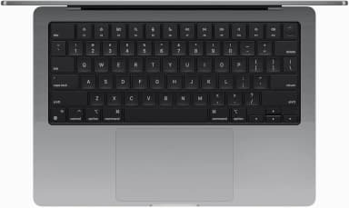 Top view of Apple MacBook Pro M3 keyboard and trackpad layout